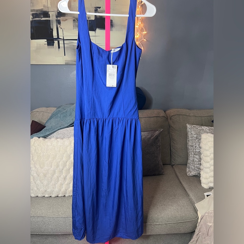 Mango Flared Blue Cotton Dress size 4 ✨ - Picture 2 of 5